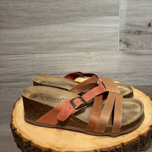 Autenti Leather wedge Sandals size 39 made in Spain